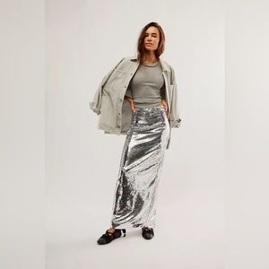 • Kim Shui | Silver Pailette Maxi Skirt